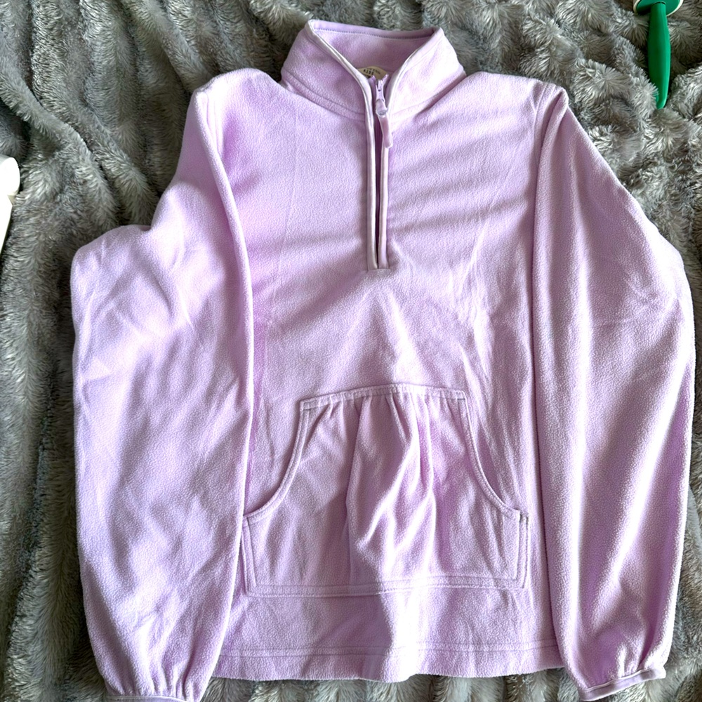💜 Lands’ End Kids Girls Size 14 Lilac Fleece 1/4 Zip Pullover Vintage